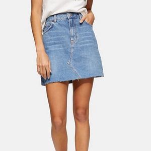 Topshop high-waist denim mini skirt